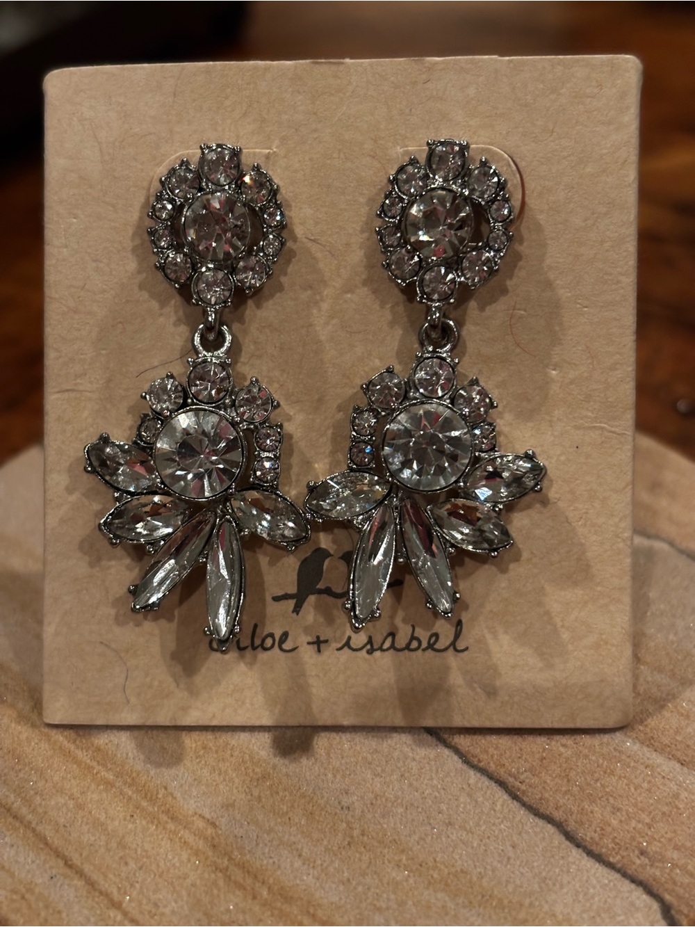 Chloe + Isabel Silver Crystal Drop Earrings - Clear